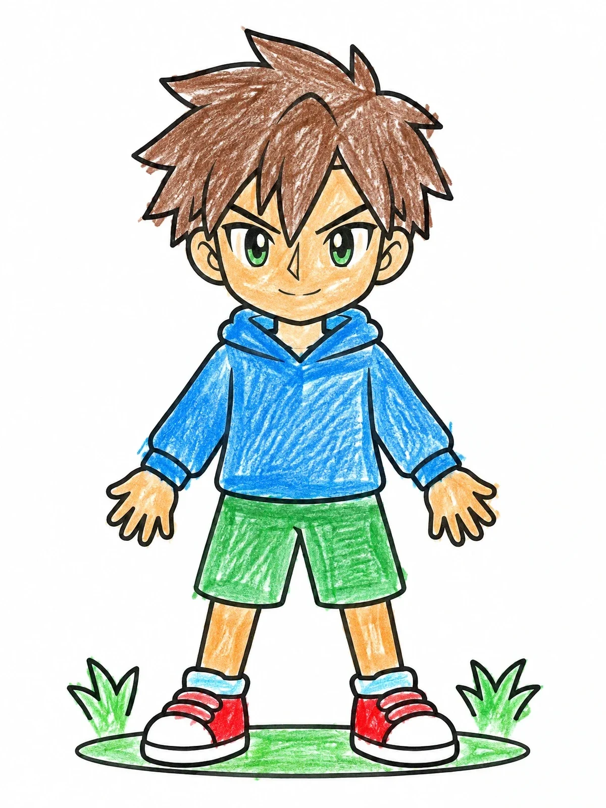 Colored example of the Anime Boy With Spiky Hair coloring page