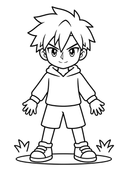 Free printable Anime Boy With Spiky Hair coloring page