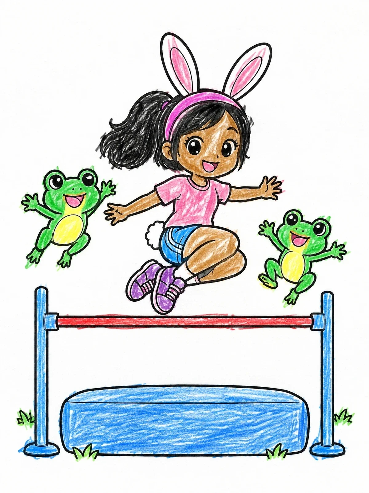 Colored example of the Bunny Girl High Jump Contest coloring page