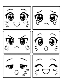 Free printable Anime Eyes And Facial Expressions coloring page
