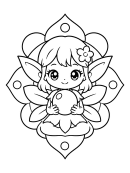 Free printable Cute Chibi Fairy With Crystal Dewdrop coloring page