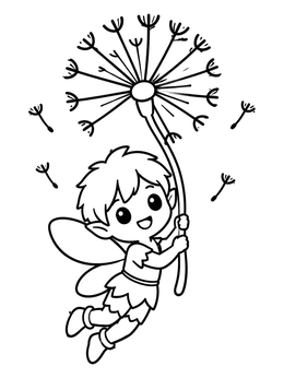 Free printable Cute Chibi Fairy With Dandelion coloring page