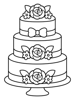Free printable Three Tiered Floral Wedding Cake coloring page