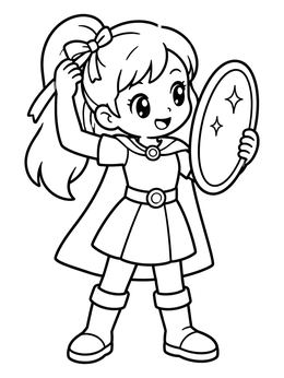 Free printable Cute Warrior Girl With Shiny Shield coloring page