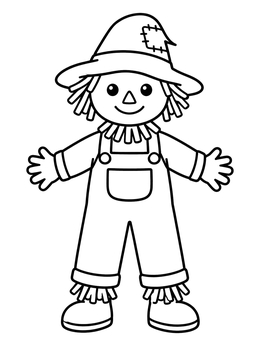 Free printable Cute Smiling Straw Scarecrow coloring page