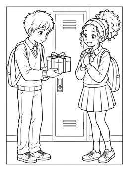 Free printable Sweet School Locker Valentine Gift coloring page
