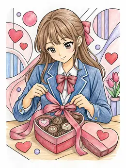 Anime Schoolgirl With Valentine Chocolates – Anime Valentines Day ...