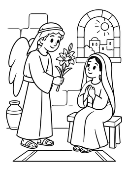 Free printable Angel Gabriel Visiting Mary coloring page