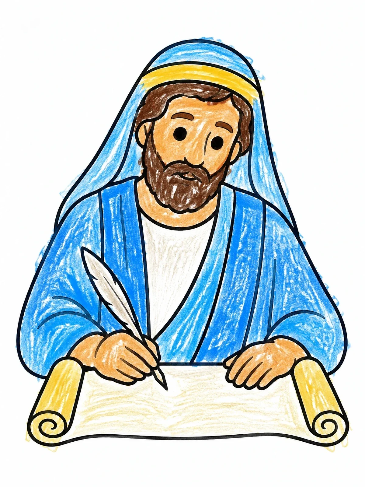 Colored example of the Apostle Paul Writing On Scroll coloring page
