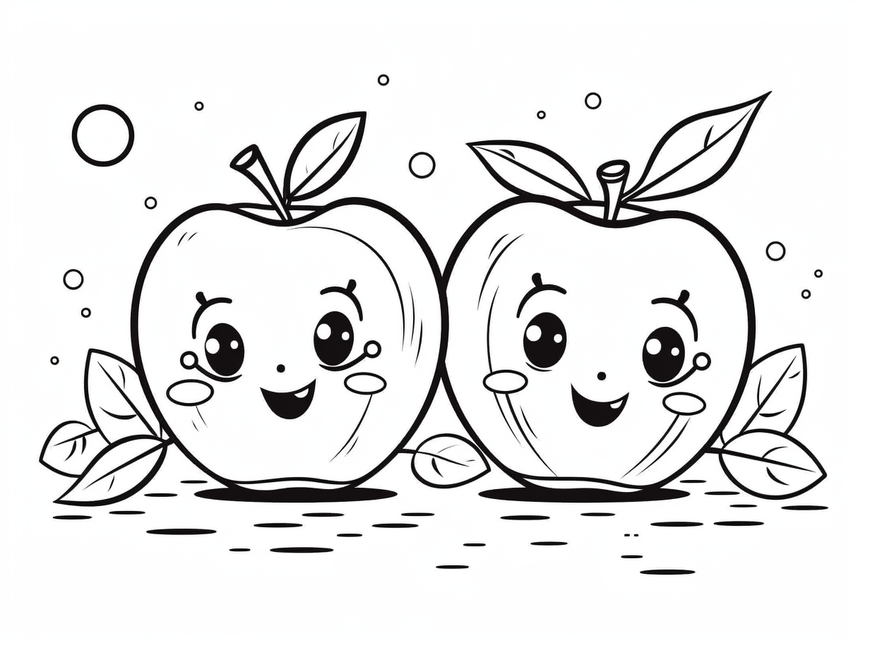 Apple Coloring Page For Children - Coloring Page