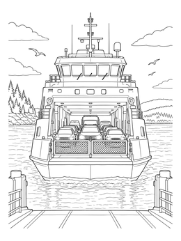 Free printable Approaching Car Ferry Boat coloring page