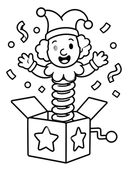 Free printable Cheerful Jack In The Box Surprise coloring page