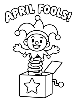 Free printable April Fools Jack In The Box Jester coloring page