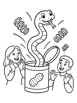 Free printable Surprise Snake In A Can Prank coloring page