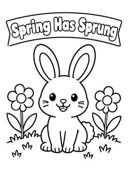 Free printable Spring Bunny In The Garden coloring page