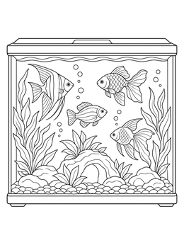 Free printable Aquarium With Swimming Fish coloring page