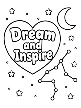 Free printable Aquarius Constellation And Dream Heart coloring page