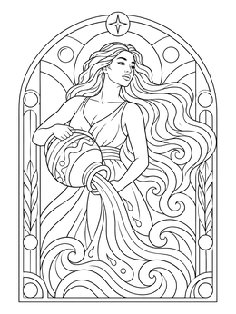 Free printable Aquarius Water Bearer Goddess coloring page