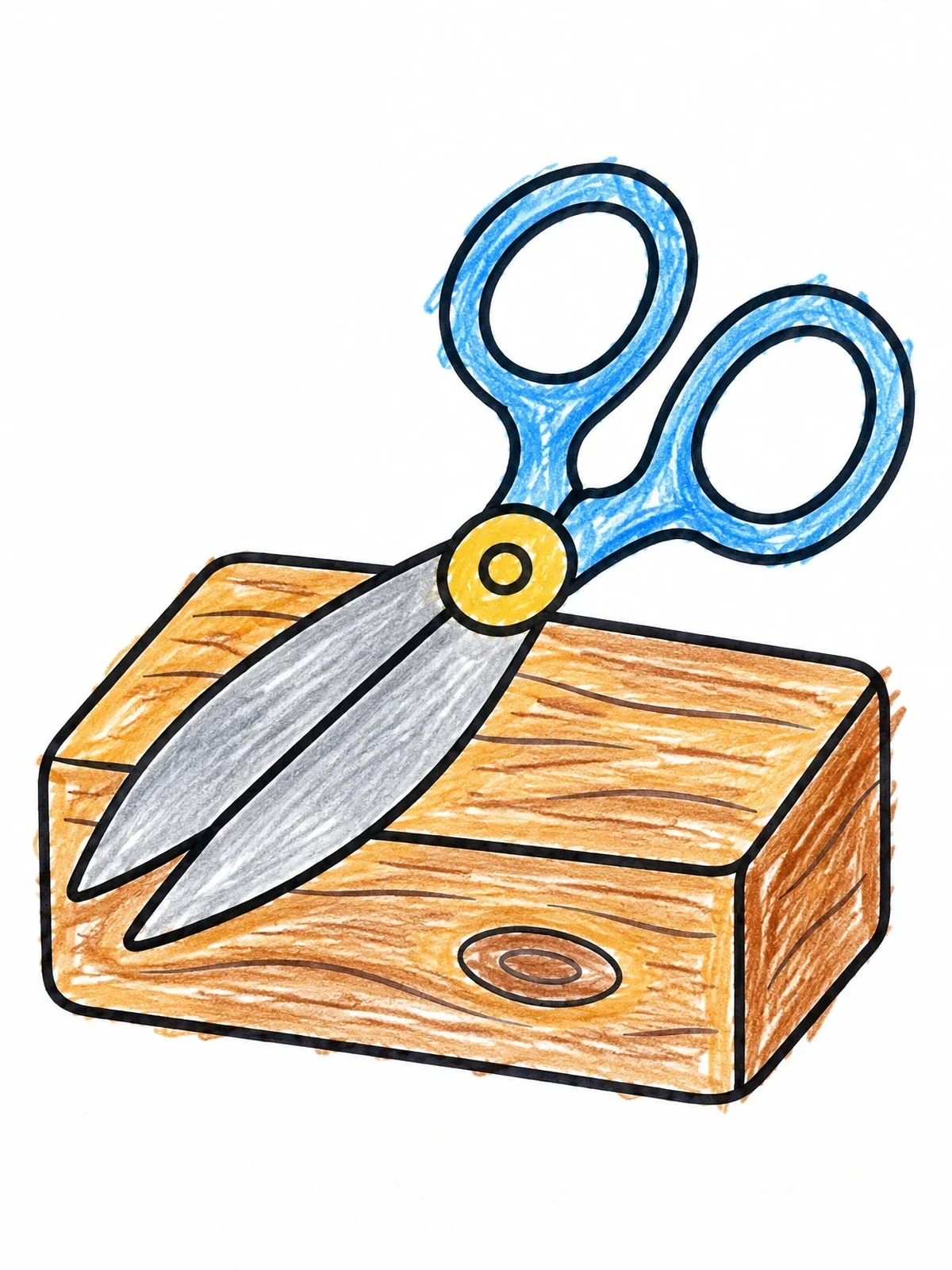 Colored example of the Ancient Tentmaker Shears On Wood Block coloring page