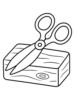 Free printable Ancient Tentmaker Shears On Wood Block coloring page