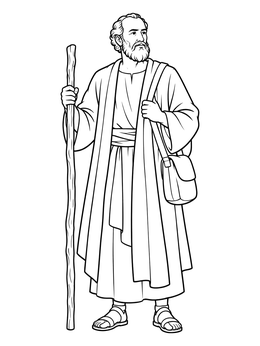 Free printable Biblical Apostle Paul With Walking Staff coloring page