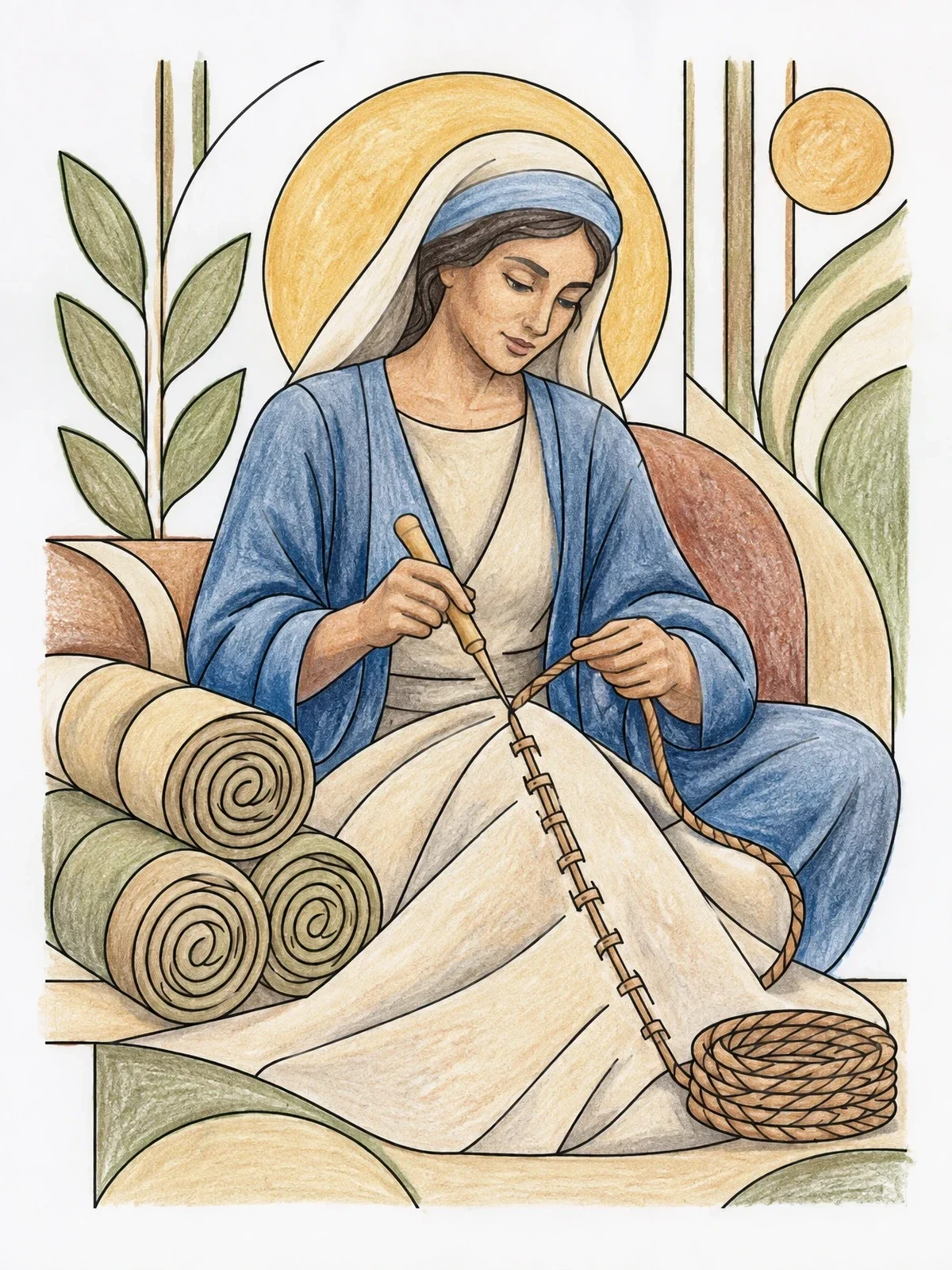 Colored example of the Priscilla Sewing Heavy Tent Canvas coloring page