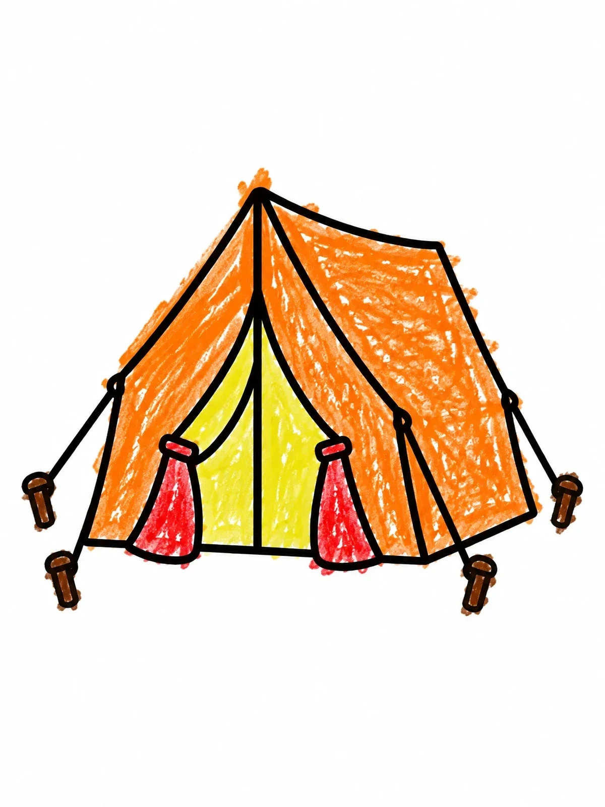 Colored example of the Simple Canvas Tent coloring page