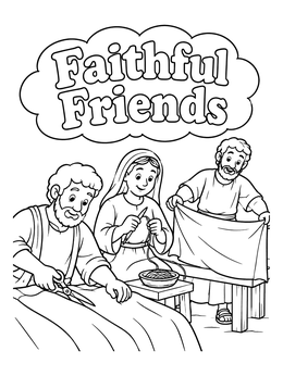 Free printable Faithful Friends Tentmaking Together coloring page