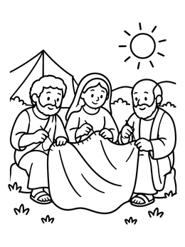 Free printable Aquila Priscilla And Paul Sewing Tents coloring page