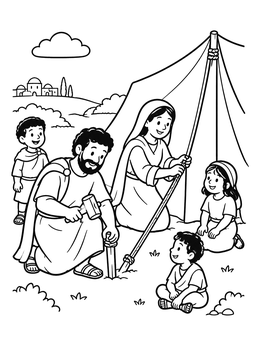 Free printable Aquila And Priscilla Building A Tent coloring page