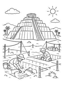 Free printable Archaeological Dig At The Ancient Ziggurat coloring page