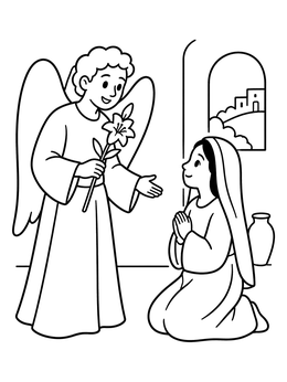 Free printable Archangel Gabriel Visiting Mary coloring page