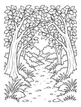 Free printable Arched Forest Trail Path coloring page