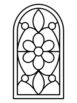 Free printable Arched Stained Glass Flower Window coloring page