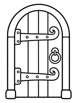 Free printable Arched Wooden Cottage Door coloring page