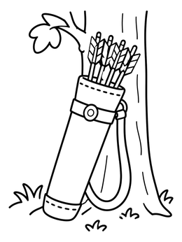 Free printable Arrow Quiver By Tree Trunk coloring page