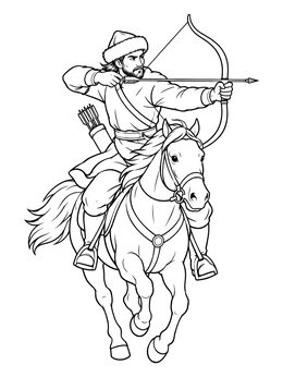 Free printable Mounted Archer On Galloping Horse coloring page