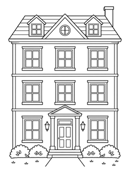 Free printable Three Story House Facade coloring page