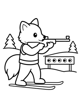 Free printable Arctic Fox Biathlon Athlete coloring page