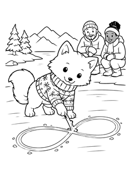Free printable Arctic Fox Drawing On Ice coloring page