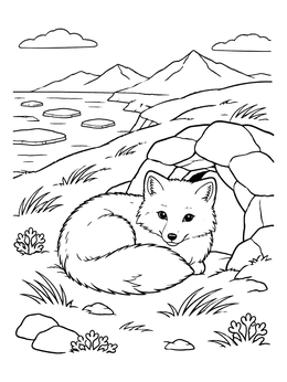 Free printable Arctic Fox In The Tundra coloring page