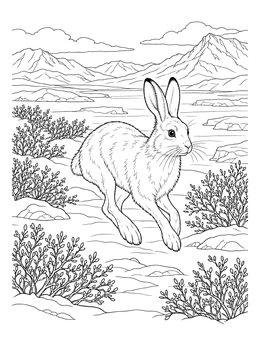 Free printable Arctic Hare In Mountain Tundra coloring page