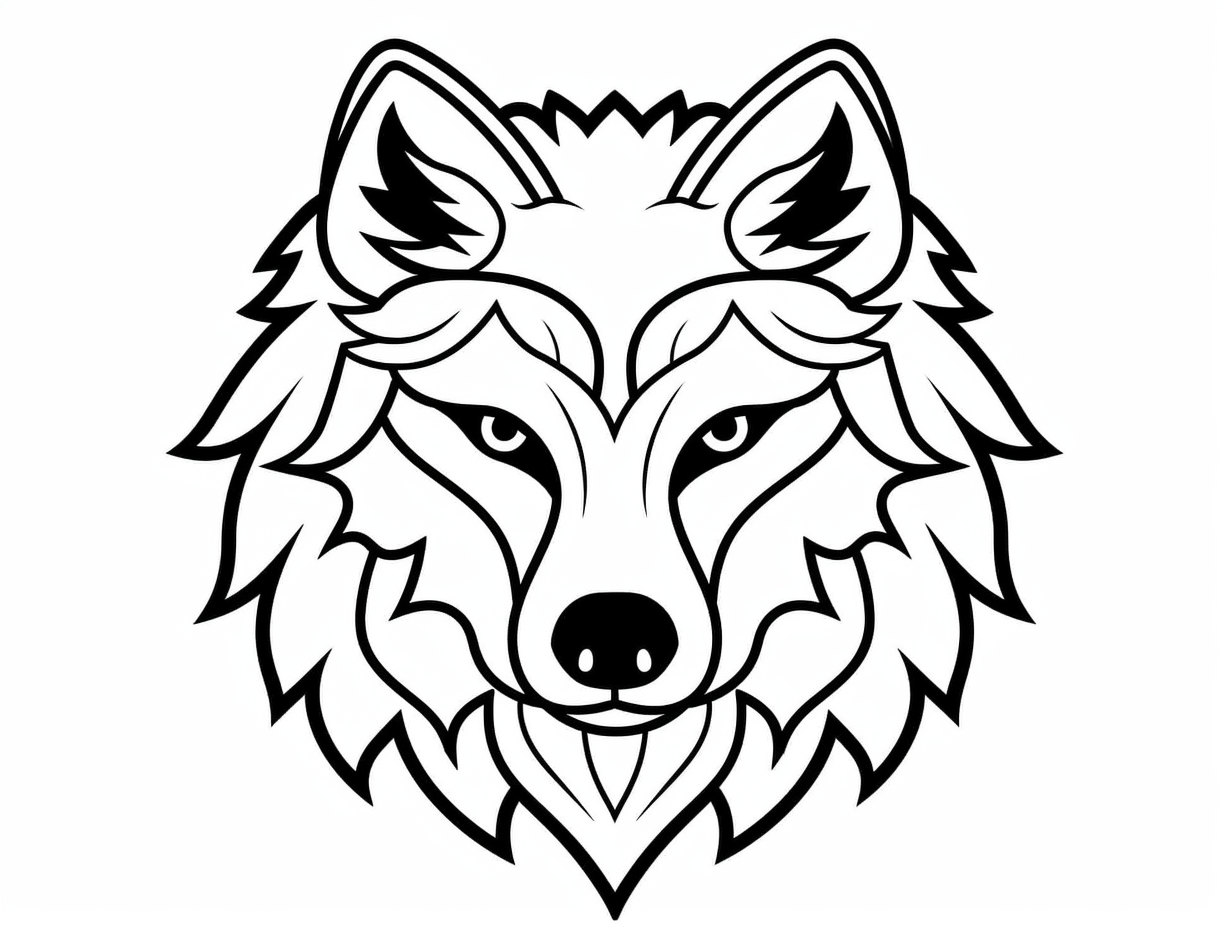 Arctic Wolf Drawing For Kids To Color - Coloring Page