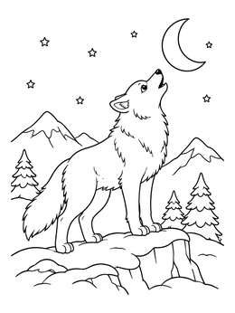 Free printable Arctic Wolf Howling At The Moon coloring page