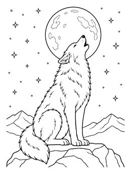 Free printable Arctic Wolf Howling At The Full Moon coloring page