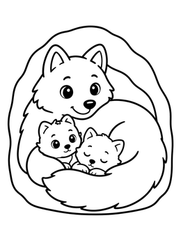Free printable Arctic Wolf Mother And Pups coloring page