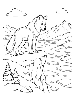 Free printable Arctic Wolf On A Mountain Cliff coloring page