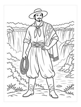 Free printable Argentine Gaucho At Iguazu Falls coloring page
