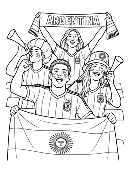 Free printable Argentine Soccer Fans Cheering In Stadium coloring page