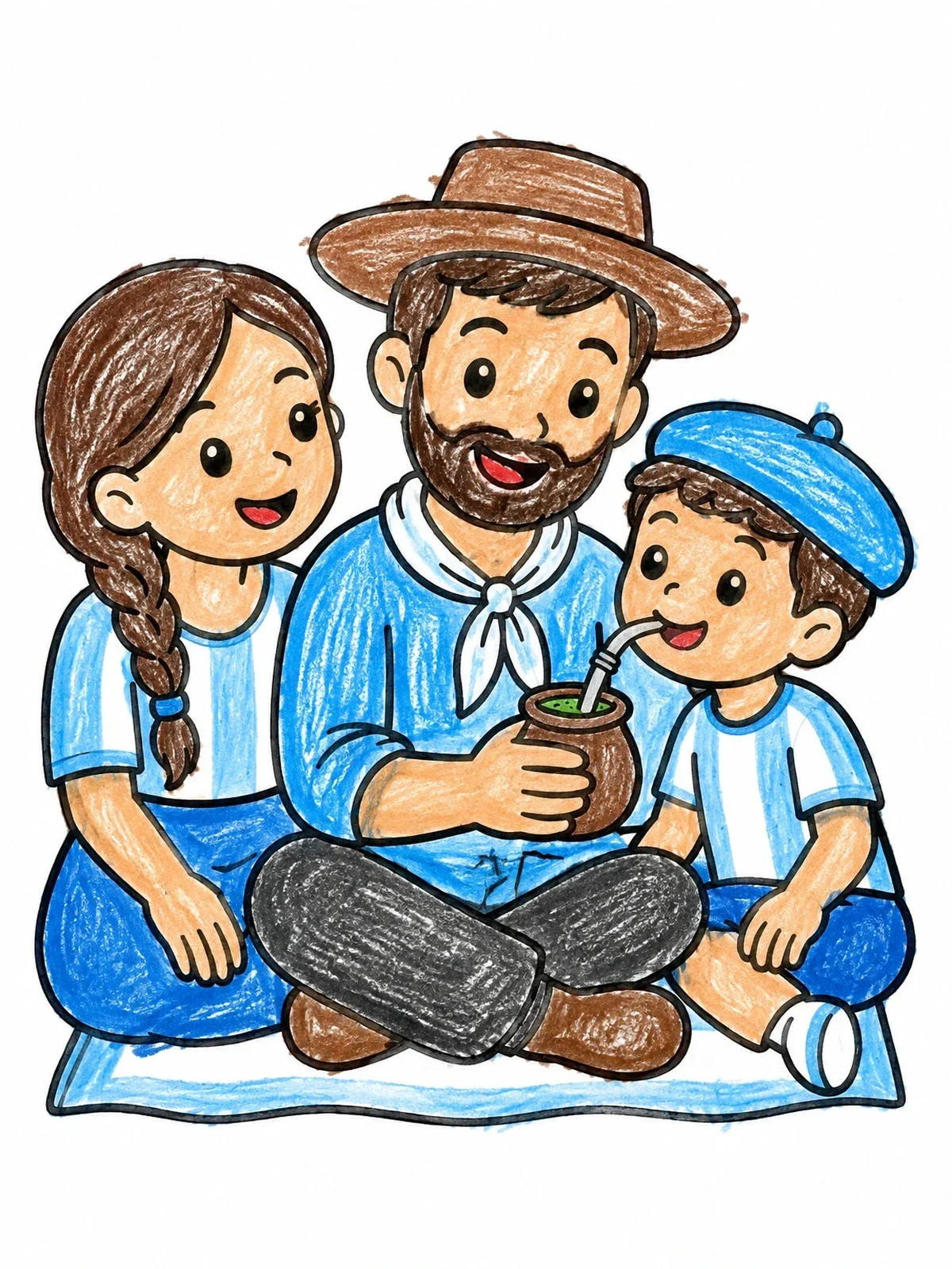 Colored example of the Family Sharing Mate Tea coloring page